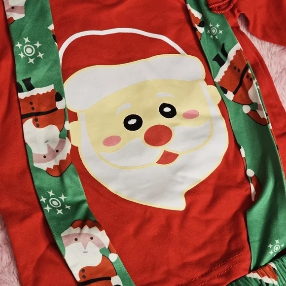 Christmas Baby Girl Red & Green Printed Santa Top & Skirt Size 18 - 24 Months - Picture 5 of 7